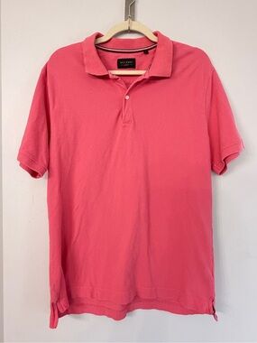 Dan John Large Cotton Pink Polo Shirt Short Sleeve Preppy Gold Business Casual